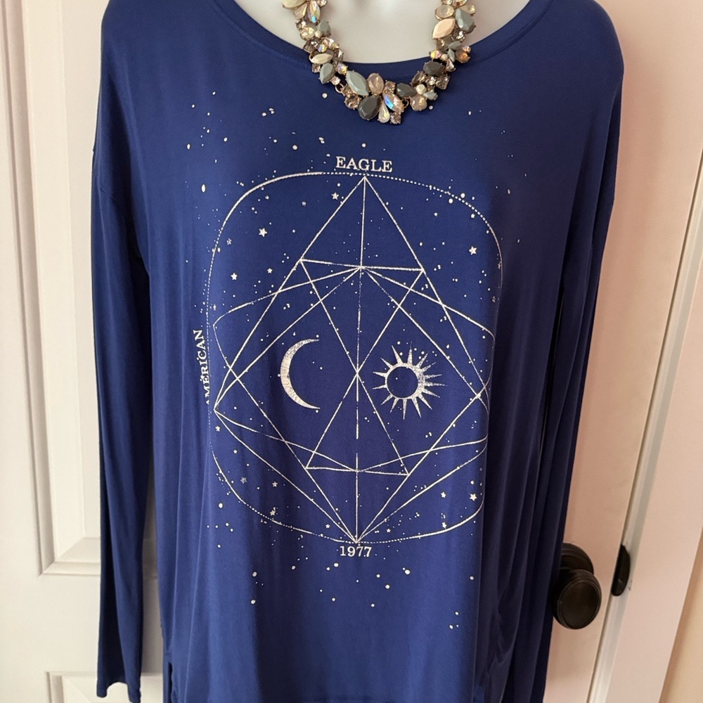 Old Navy Indigo Celestial Long Sleeve Top